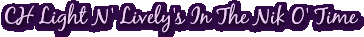 CH Light N' Lively's In The Nik O'Time